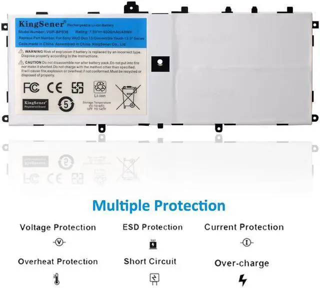 Alt view image 2 of 6 - Kingsener VGP-BPS36 Laptop Battery For Sony Vaio Duo 13 Convertible Touch 13.3 inch SVD13211CG SVD132A14W SVD1321M2EW 7.5V 48Wh