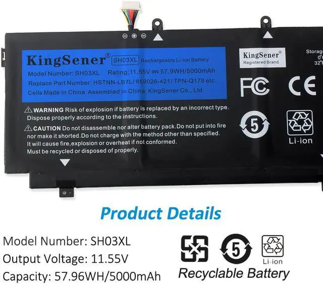 Alt view image 7 of 7 - Kingsener CN03XL SH03XL Laptop Battery For HP ENVY 13-AB 13-AB003NF 13-AB023TU HSTNN-LB7L TPN-Q178 901308-421 901345-855 859026-421 859356-855