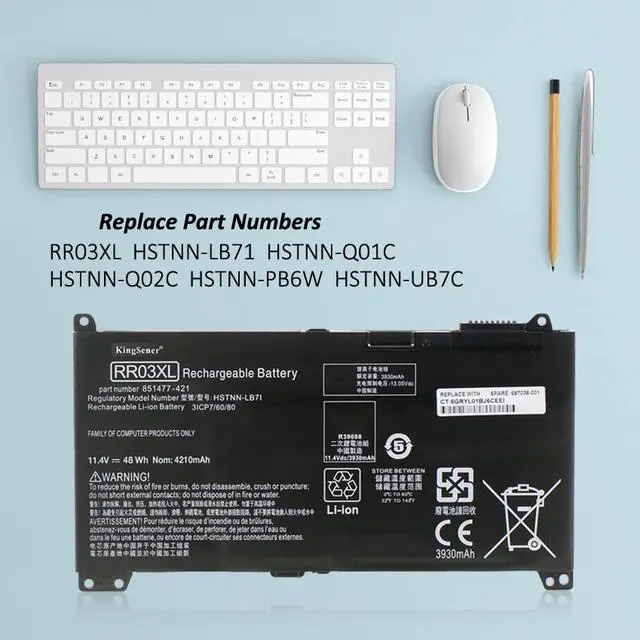 Alt view image 2 of 7 - KingSener RR03XL Battery for HP ProBook 430 440 450 455 470 G4 HSTNN-PB6W HSTNN-UB7C 
HSTNN-LB71 51477-422 851610-855 HSTNN-Q01C