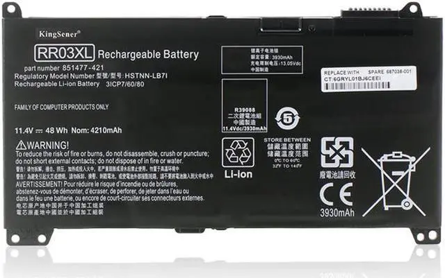 Alt view image 7 of 7 - KingSener RR03XL Battery for HP ProBook 430 440 450 455 470 G4 HSTNN-PB6W HSTNN-UB7C 
HSTNN-LB71 51477-422 851610-855 HSTNN-Q01C