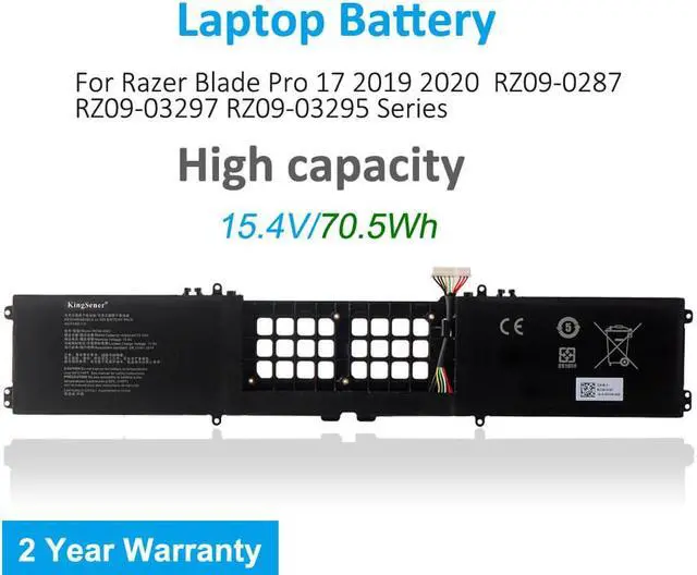 Alt view image 2 of 7 - Kingsener RC30-0287 Laptop Battery For Razer Blade Pro 17 2019 2020 RZ09-0287 RZ09-02876 RZ09-02877 RZ09-02878 RZ09-02876E92-R3U1 RZ09-03295 RZ09-03297 Series 4ICP4/62/115 15.4V 70.5Wh 4583mAh