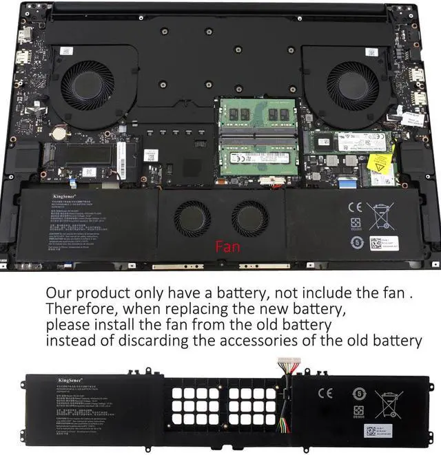 Alt view image 5 of 7 - Kingsener RC30-0287 Laptop Battery For Razer Blade Pro 17 2019 2020 RZ09-0287 RZ09-02876 RZ09-02877 RZ09-02878 RZ09-02876E92-R3U1 RZ09-03295 RZ09-03297 Series 4ICP4/62/115 15.4V 70.5Wh 4583mAh