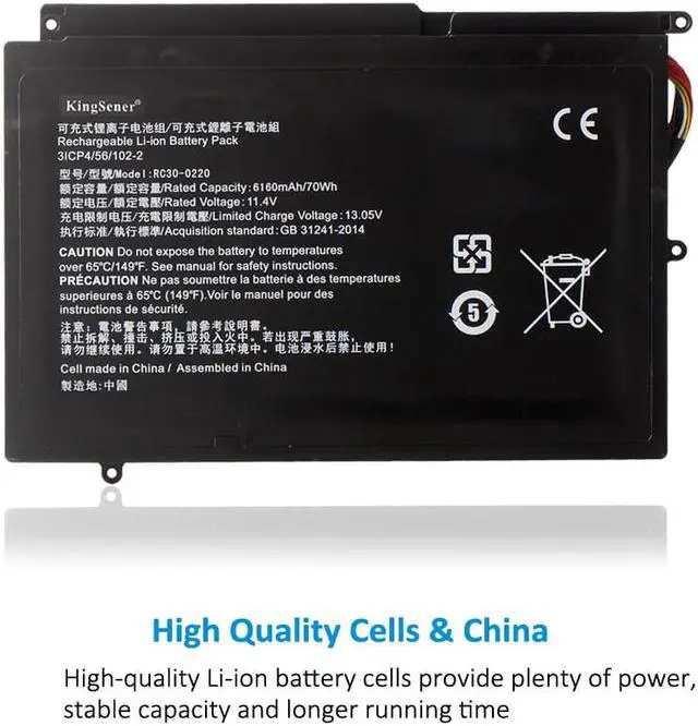 Alt view image 2 of 5 - Kingsener RC30-0220 Laptop Battery For Razer Blade Pro 17 2017 RZ09-0220 RZ09-02202 RZ09-02202E75 RZ09-02202E75-R3U1 GTX1060 i7-7700HQ 2019 RTX 2060 RTX 2070 RTX 2080 Series 11.4V 70Wh 6160mAh