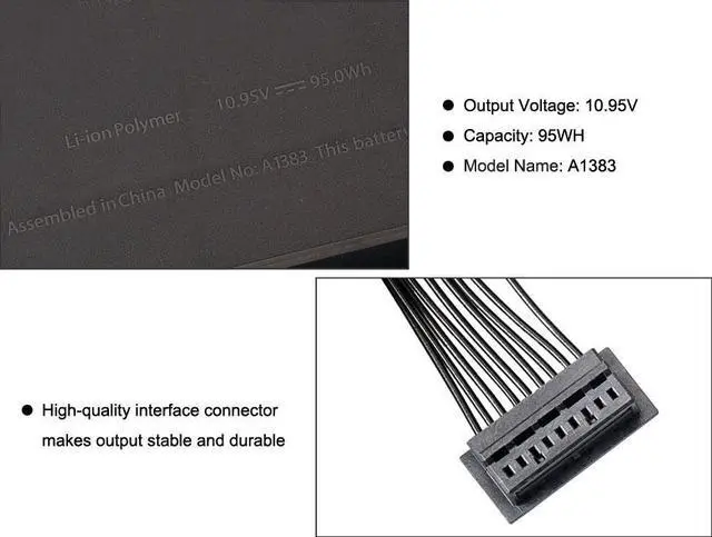 Alt view image 4 of 7 - Kingsener A1383 Laptop Battery for MacBook Pro 17 inch A1297 (only for 2011 Version) MD311 MC725 020-7149-A 020-7149-A10 95Wh/8700mAh