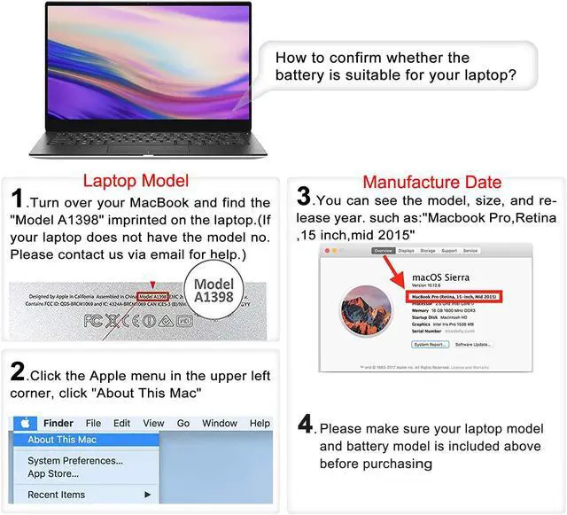 Alt view image 6 of 6 - Kingsener A1494 Laptop Battery for Apple MacBook Pro 15" A1398 Retina (Late 2013 & Mid 2014) ME293 ME294 11.26V 95Wh 8440mAh