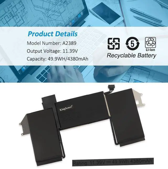Alt view image 3 of 5 - Kingsneer A2389 Laptop Battery For MacBook Air 13 Inch A2337 M1 2020 EMC 3598 MGN53LL/A MGN83LL/A MGN63LL/A MGN93LL/A MGND3LL/A MGN73LL/A MGNA3LL/A MGNE3LL/A MVH22LL/A MWTJ2LL/A 11.39V
