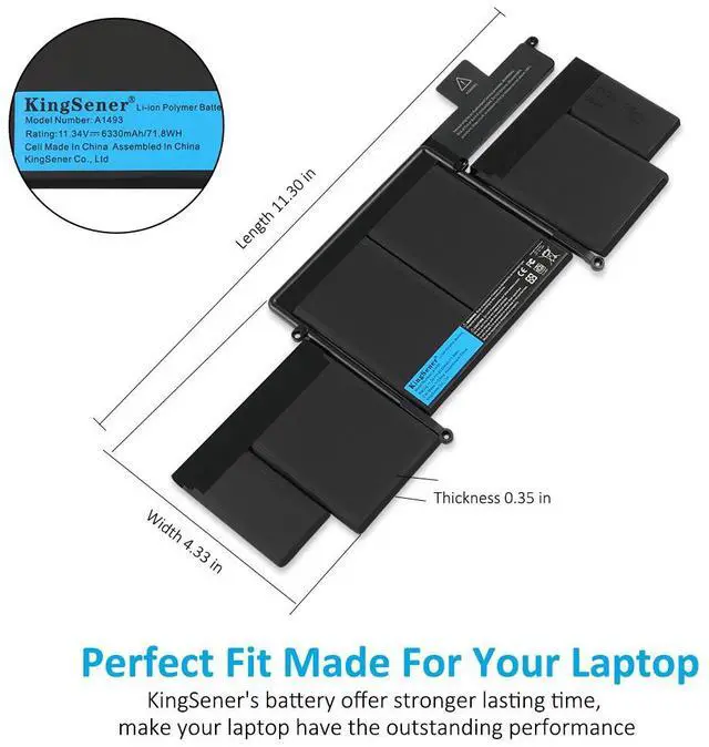 Alt view image 5 of 6 - Kingsener A1493 Laptop Battery for Apple A1502 ME864LL/A ME866LL/A; MacBook Pro 13" Retina Battery-Only for Late 2013, Mid 2014 Version
