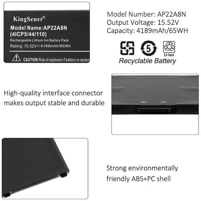 Alt view image 6 of 7 - KingSener AP22A8N Laptop Battery For Acer Swift Go SFG14-71 SFG14-71T SFG14-72 SFG14-41 TravelMate P2 TMP214-55 TMP214-55-TCO TMP216-51-TCO TravelMate P4