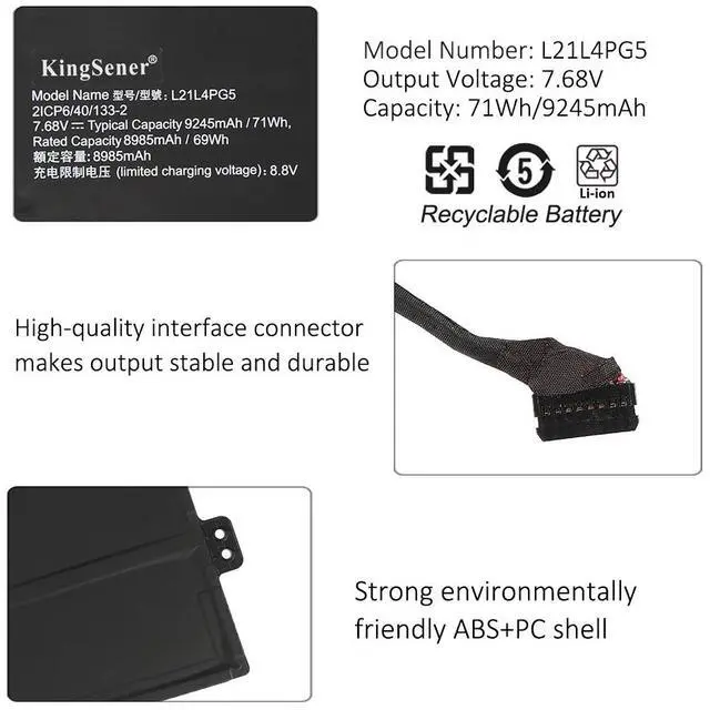 Alt view image 6 of 7 - KingSener L21L4PG5 Laptop Battery For Lenovo IdeaPad Gaming Chromebook 16 IdeaPad IP 5 Chrome 16IAU7 L21M4PG5 2ICP6/40/133-2 5B11J07490