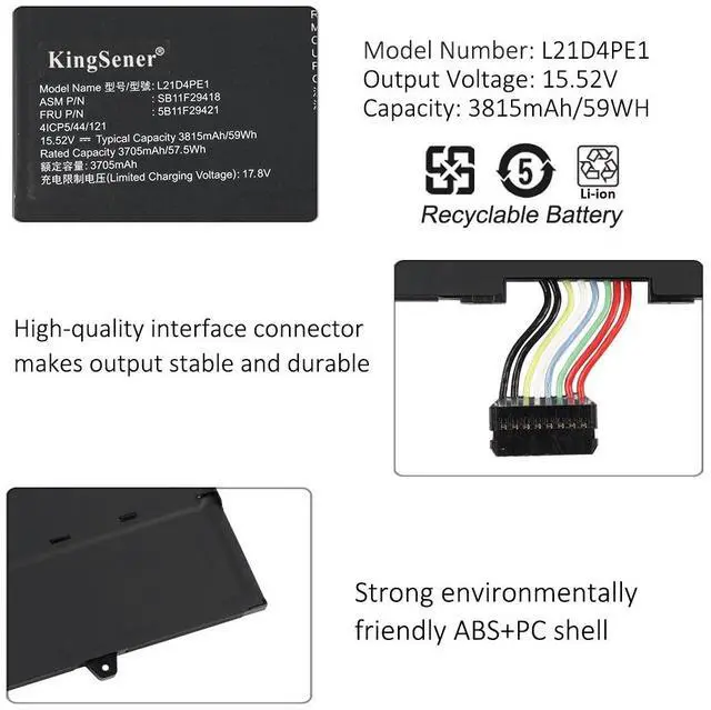Alt view image 6 of 7 - KingSener L21M4PE2 L21C4PE2 L21D4PE1 Laptop Battery For Lenovo Yoga 6-13ABR8 Yoga 6-13ALC7 L21L4PE2 SB11F29412 5B11F29411 SB11F29410 5B11F29414