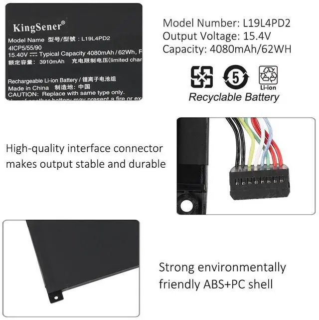 Alt view image 6 of 7 - KingSener L19M4PD2 Laptop Battery For Lenovo IdeaPad Yoga S740-14IIL Series Notebook 5B10W67424 5B10U97772 L19L4PD2 5B10W67253 5B10U97773