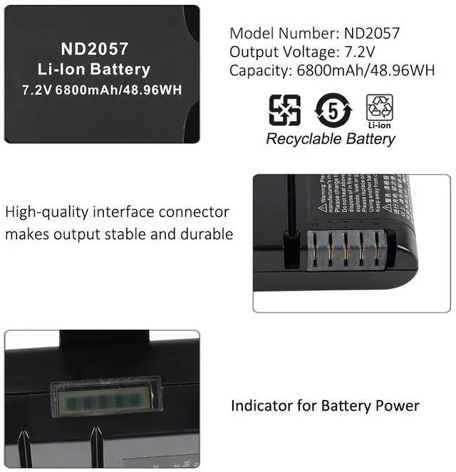 Alt view image 6 of 7 - Kingsener Rechargeable Battery For Inspired Energy ND2057 ND2057RC24 ND2057HD29 ND2057QE34 Battery 6800mAh 7.2V 49Wh