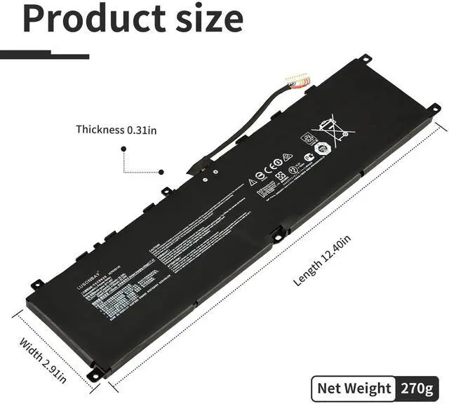 Alt view image 2 of 7 - KingSener BTY-M57 Laptop battery For MSI GP66 GP76 Leopard 10UG Series MS-17K3