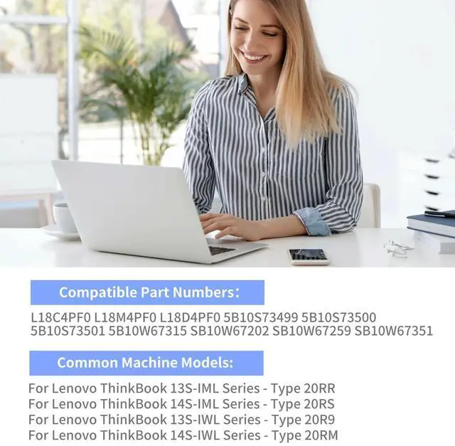 Alt view image 7 of 7 - Kingsener L18C4PF0 Laptop Battery For Lenovo ThinkBook 13S-IML 13S-IWL 14S-IML 14S-IWL 20RR 20RS 20R9 20RM Series 15.36V 45Wh