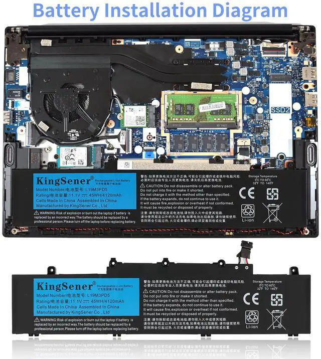 Alt view image 7 of 7 - KingSener L19M3PD5 Battery For ThinkPad E14 E15 Gen 2 3 4