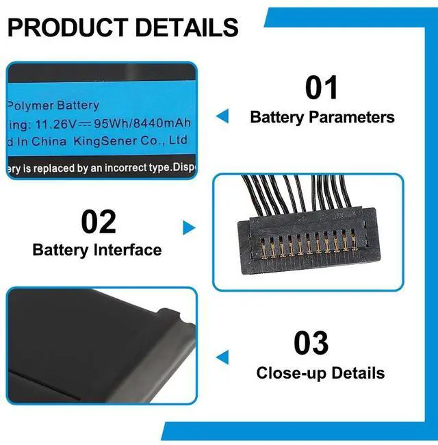 Alt view image 6 of 7 - Kingsener A1494 Laptop Battery for Apple MacBook Pro 15" A1398 Retina (Late 2013 & Mid 2014) ME293 ME294 11.26V 95Wh 8440mAh