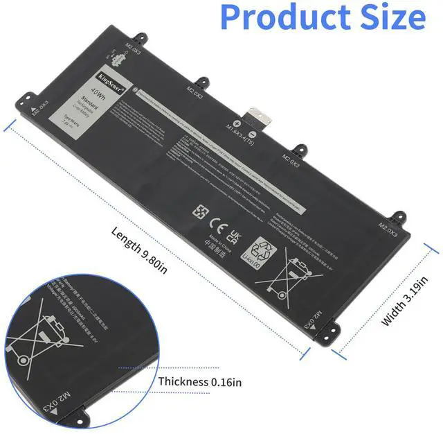 Alt view image 2 of 7 - KingSener 9F4FN Laptop Battery For Dell Latitude 7320 Detachable/Inspiron 14 3420 Series 2VKW9 2ICP4/79/112