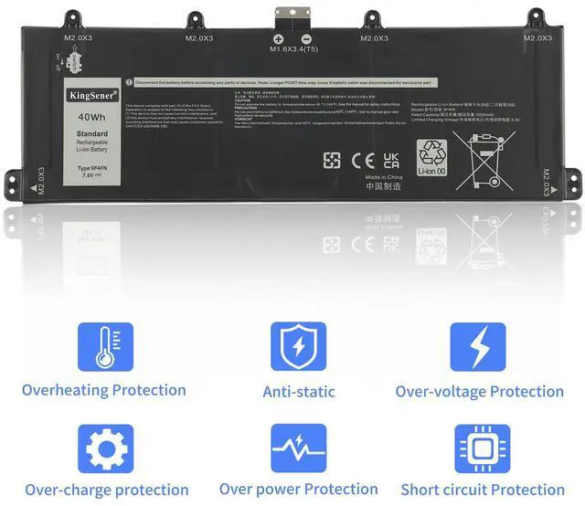 Alt view image 5 of 7 - KingSener 9F4FN Laptop Battery For Dell Latitude 7320 Detachable/Inspiron 14 3420 Series 2VKW9 2ICP4/79/112