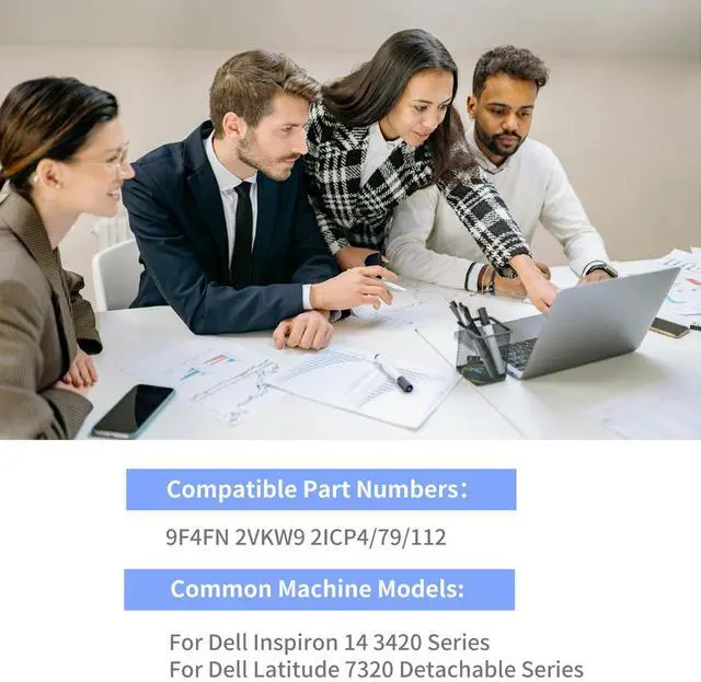 Alt view image 4 of 7 - KingSener 9F4FN Laptop Battery For Dell Latitude 7320 Detachable/Inspiron 14 3420 Series 2VKW9 2ICP4/79/112