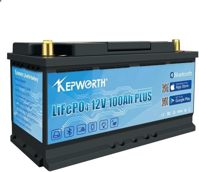 KEPWORTH Newest 12V 100Ah 120Ah LiFePO4 Storage Battery Built-in Bluetooth  BMS For RV Campers Golf Cart Off-Road Off-Grid Solar Wind 