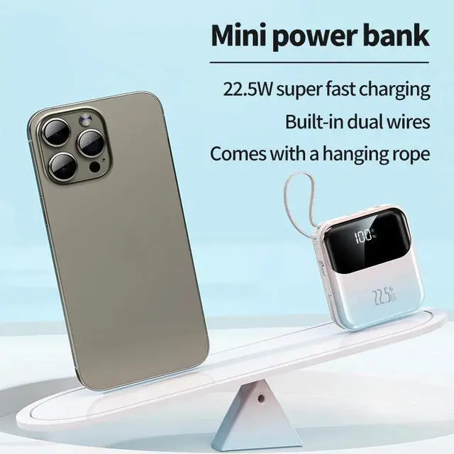 Alt view image 3 of 7 - 20000mAh compact portable power bank, 22.5W super fast charging, with built-in charging cable