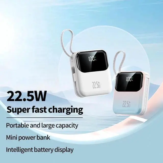 Alt view image 5 of 7 - 20000mAh compact portable power bank, 22.5W super fast charging, with built-in charging cable
