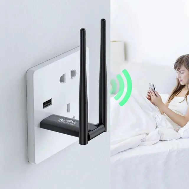 Alt view image 6 of 6 - 2.4G 300Mbps Wireless USB WiFi Repeater Extender WiFi Signal Amplifier Booster Long Range Wi-Fi Router Home Network Extension