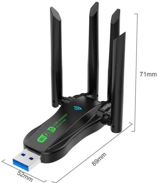 Alt view image 3 of 7 - 5G Wifi Adapter WiFi Usb 3.0 Adapter 1300Mbps Wireless Network Card Wifi Dongle Receiver Lan Ethernet Adaptor For Pc Laptop
