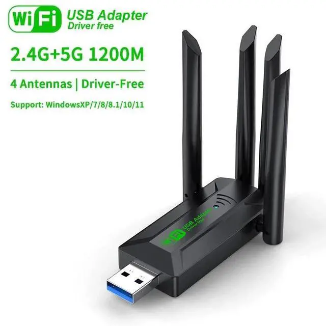 Alt view image 3 of 6 - Original 4 Antennas 1200Mbps WiFi USB 3.0 Adapter 2.4G/5GHZ Dual Band WiFi Dongle Wireless Network Card 802.11AC For Win 10/11