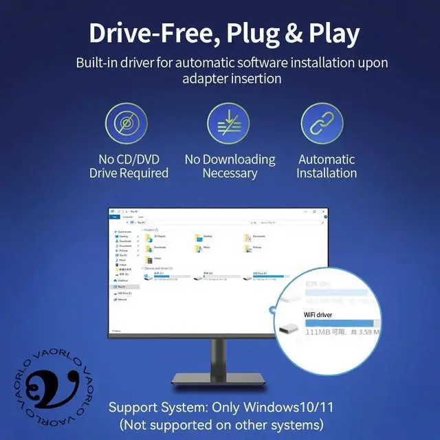 Alt view image 5 of 5 - WiFi6 wireless network card with driver-free USB external Bluetooth computers 4 Antennas 900-1300Mbps WiFi  Double Bande 2.4G/5GHZ Bluetooth5.4 Dongle Wireless Network Card For Win 10/11 desktop