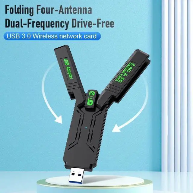 Alt view image 3 of 7 - 4 Antenna WiFi USB Adapter Dual Band 2.4G+5Ghz 1300Mbps Wi-Fi Dongle USB3.0 High-Speed Wireless Card Receiver For PC/Laptop Win