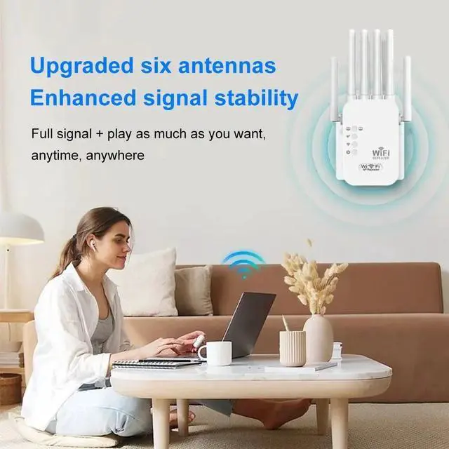 Alt view image 5 of 6 - 1200Mbps Wifi Repeater Dual Band 2.4G 5G Network Range Extender Signal Booster Amplifier 6Antenna Wireless WiFi Router