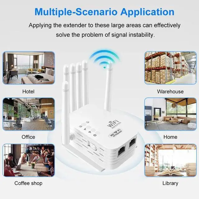 Alt view image 6 of 6 - 1200Mbps Wifi Repeater Dual Band 2.4G 5G Network Range Extender Signal Booster Amplifier 6Antenna Wireless WiFi Router