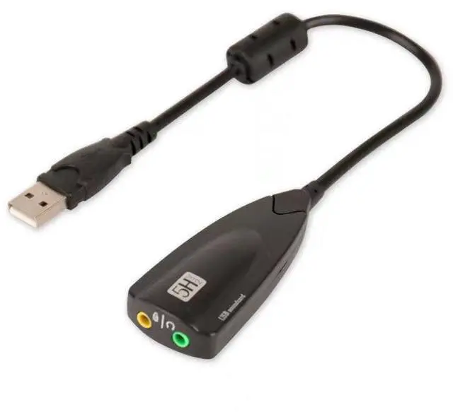 Alt view image 3 of 5 - USB external independent 7.1 sound card 5H with cable for desktop and laptop speakers, headphones, and microphone converter.