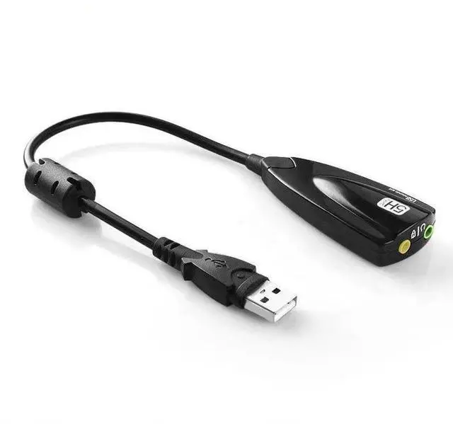 Alt view image 5 of 5 - USB external independent 7.1 sound card 5H with cable for desktop and laptop speakers, headphones, and microphone converter.