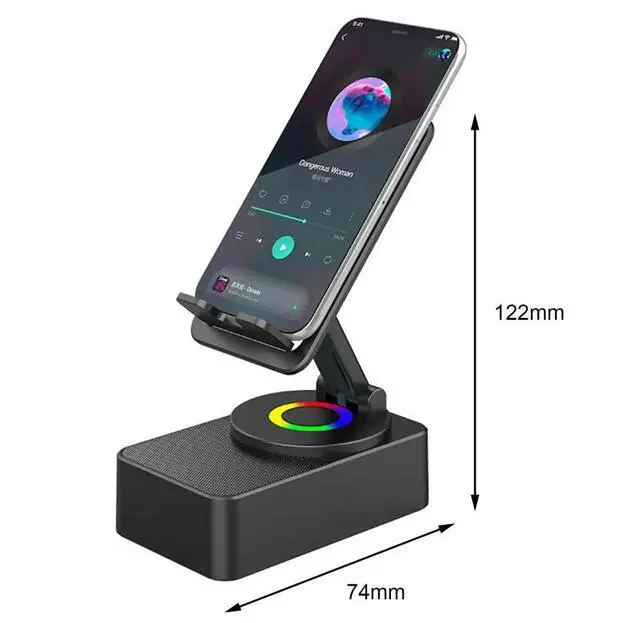 Alt view image 6 of 6 - 2025 New Bluetooth-compatible Audio Power Phone Holder Rotating Phone Stand with Wireless Speaker Foldable Adjustable Cell Phone Stand