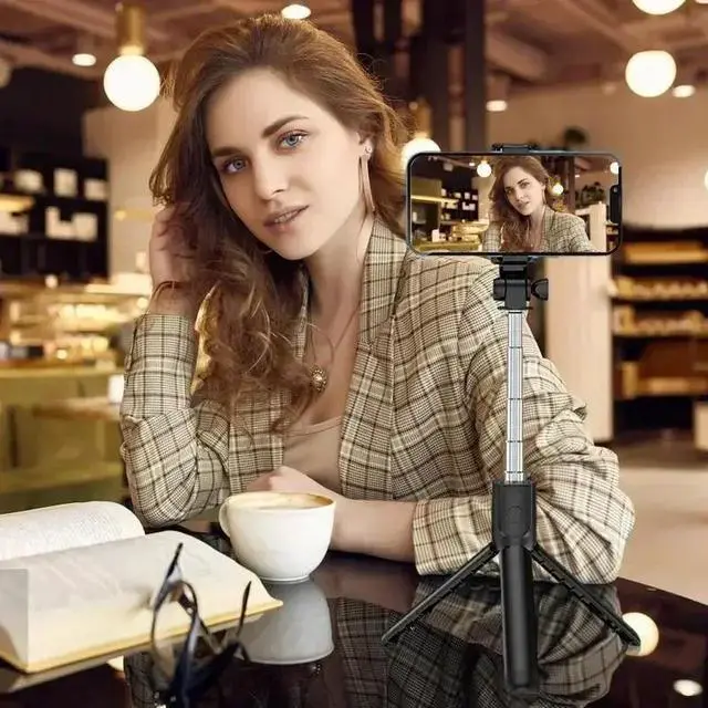 Alt view image 2 of 5 - 360 Rotation Selfie Stick Phone Holder Tripod Photo Pole Multi Mode Camera Material Retractable Cell Phone Stand Selfie Artifact