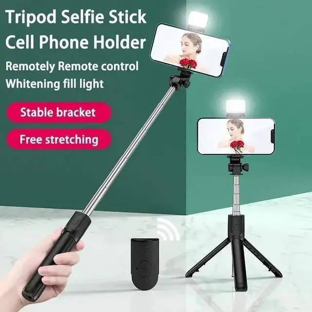 Alt view image 4 of 5 - 360 Rotation Selfie Stick Phone Holder Tripod Photo Pole Multi Mode Camera Material Retractable Cell Phone Stand Selfie Artifact
