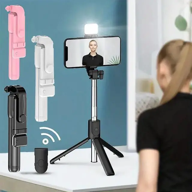 Alt view image 2 of 7 - 2025 New Portable Bluetooth Selfie Stick Tripod Holder with Remote Shutter Fill Light Extendable Wireless Remote Retractable Phone Stand