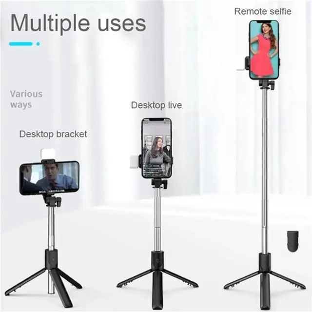 Alt view image 5 of 7 - 2025 New Portable Bluetooth Selfie Stick Tripod Holder with Remote Shutter Fill Light Extendable Wireless Remote Retractable Phone Stand