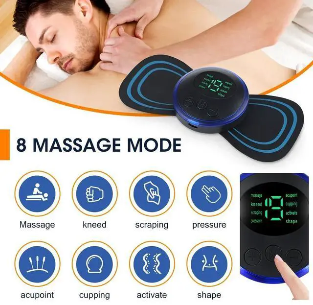 Alt view image 3 of 7 - Electric Neck Massager EMS Muscle Massage Stimulator Low Frequency Instrument Back Cervical Calf Patches Pain Joints Mini Device