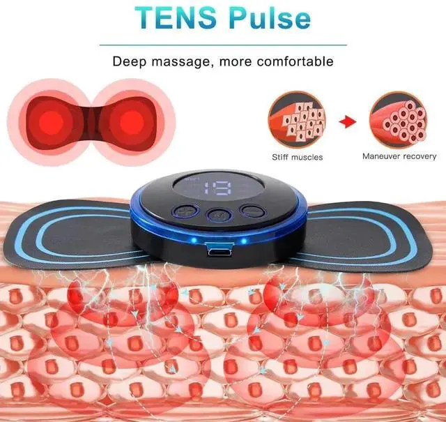 Alt view image 4 of 7 - EMS Neck Massage Electric Massager Cervical Neck Back Patch 8 Mode Pulse Muscle Stimulator Portable Relief Pain