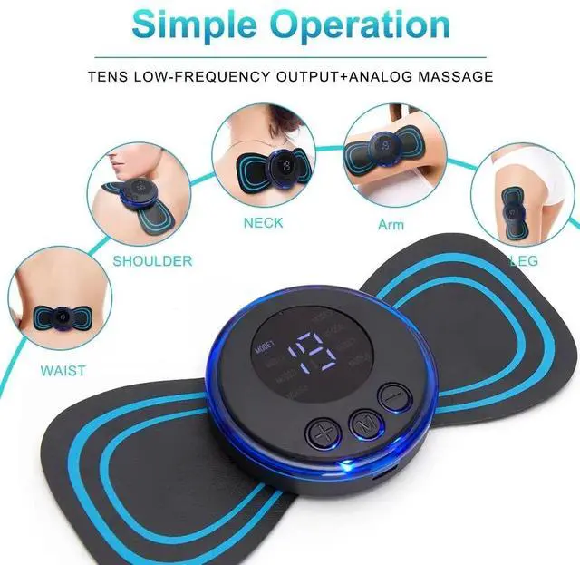 Alt view image 5 of 7 - EMS Neck Massage Electric Massager Cervical Neck Back Patch 8 Mode Pulse Muscle Stimulator Portable Relief Pain
