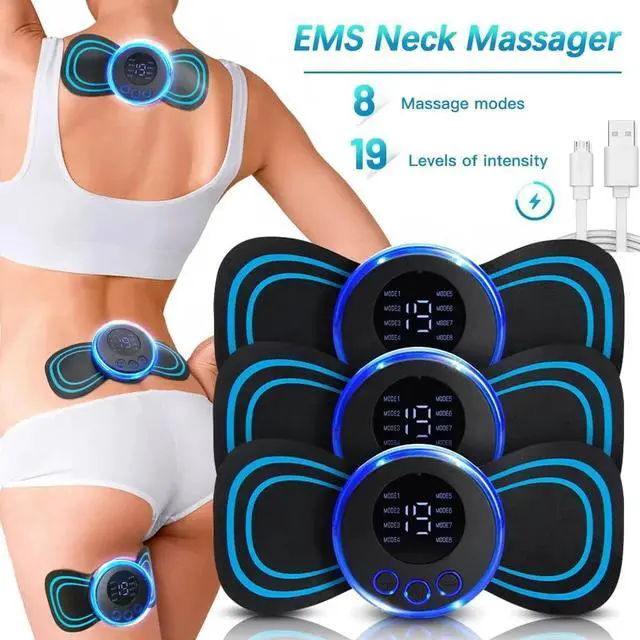Alt view image 2 of 7 - EMS Neck Massage Electric Massager Cervical Neck Back Patch 8 Mode Pulse Muscle Stimulator Portable Relief Pain