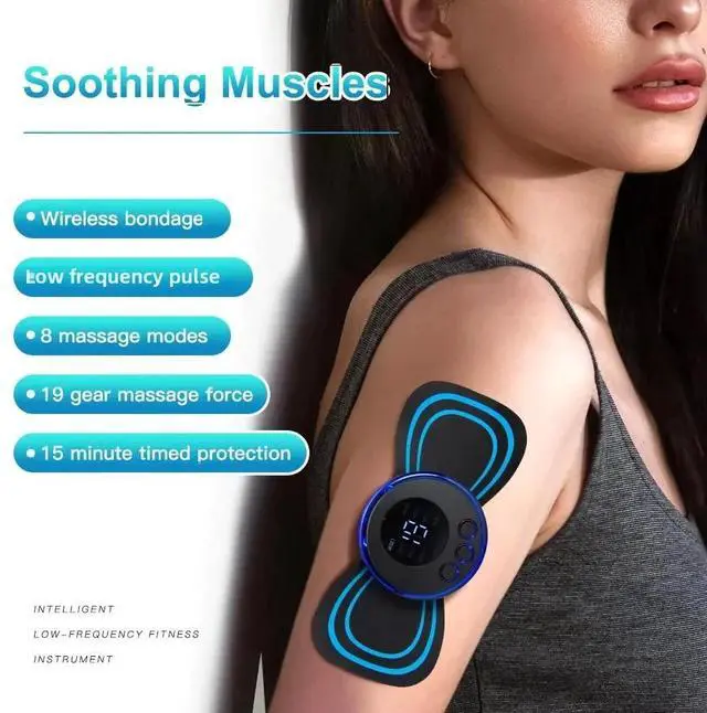 Alt view image 3 of 7 - EMS Neck Massage Electric Massager Cervical Neck Back Patch 8 Mode Pulse Muscle Stimulator Portable Relief Pain