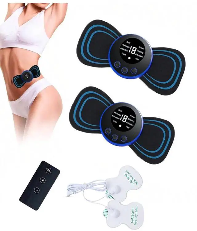 Main image of 2 PCS Mini Multi-mode Adjustment Cervical Spine Patch Remote Control and Portable Massager with Patches for Full Body Massage
