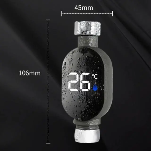Alt view image 2 of 6 - 1pc Shower Water Thermometer LED Display 0~99 Bath Thermostat Intelligent Touch Activation Temperature Measurement Bathroom