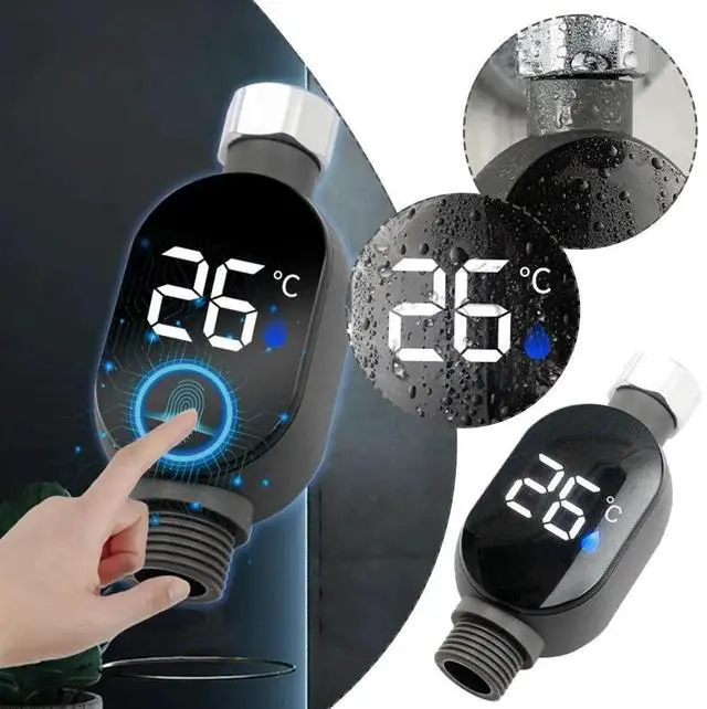 Alt view image 2 of 7 - Digital Shower Thermometer Instant-Read LED Display 0~99 Waterproof Bath Thermostat For Home Bathroom Temperature Measurement