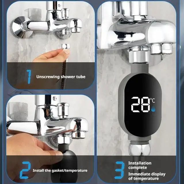 Alt view image 5 of 7 - Digital Shower Thermometer Instant-Read LED Display 0~99 Waterproof Bath Thermostat For Home Bathroom Temperature Measurement