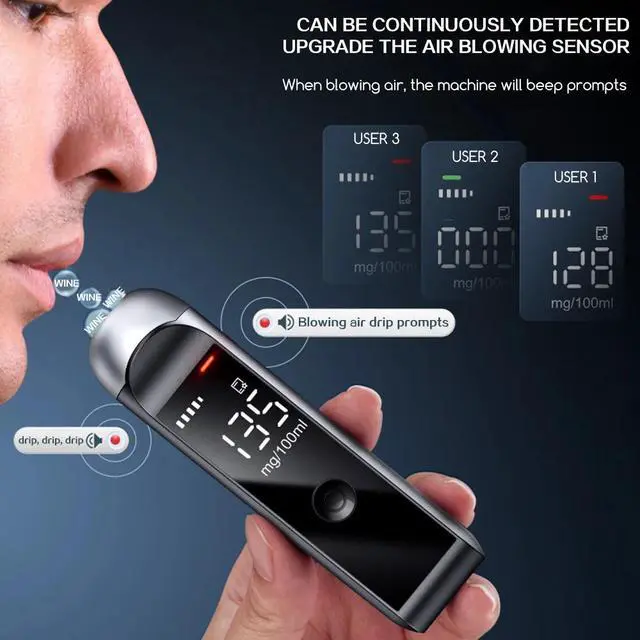Alt view image 2 of 6 - Portable Alcohols Breathalyzers Tester High-Accuracy LCD Non-Contact Breathalyzers for Car Driver Use